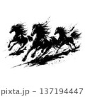 Chinese new year of the horse zodiac brush painting with dynamic ink strokes on white background . 137194447