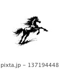Chinese new year of the horse zodiac brush painting with dynamic ink strokes on white background . 137194448