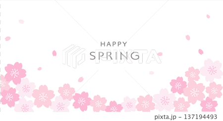 春季橫幅插圖 春季背景插圖 櫻花橫幅 粉紅色簡約 137194493