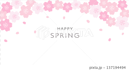 春季橫幅插圖 春季背景插圖 櫻花橫幅 粉紅色簡約 137194494