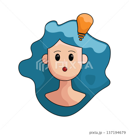 Illustration of thinking woman Illustration of thinking woman 137194679