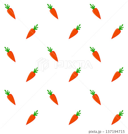 Cute cartoon Carrot seamless pattern. Perfect for Easter designs, kids fabrics, textiles, wrapping and festive projects. PNG. Vector 137194715