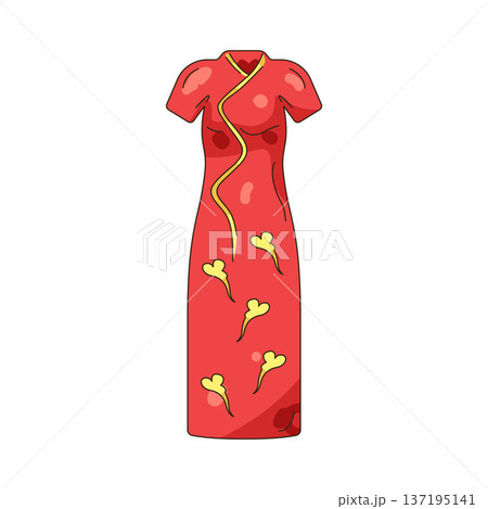 Illustration of red cheongsam dress Illustration of red cheongsam dress 137195141