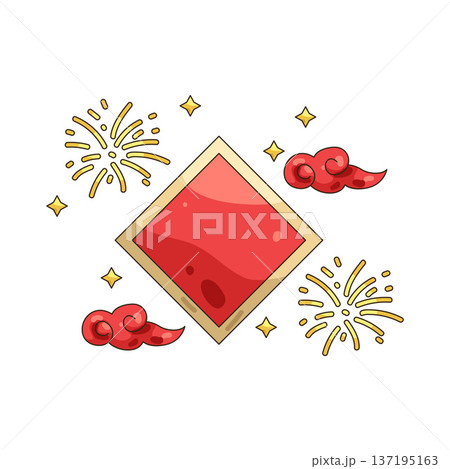 Illustration of Chinese ornament with fireworks Illustration of Chinese ornament with fireworks 137195163