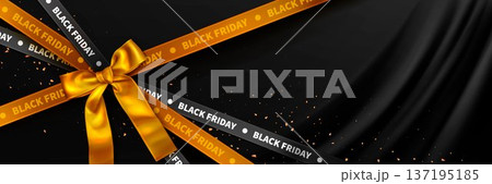 Sale black banner, Black Friday tape, silk ribbon Sale black banner, Black Friday tape, silk ribbon 137195185