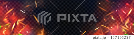 Realistic fire flames border with glowing sparks Realistic fire flames border with glowing sparks 137195257