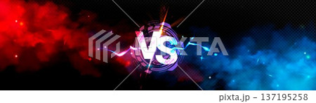 Vs background, blue red smoke effect and lightning Vs background, blue red smoke effect and lightning 137195258