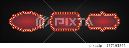 Vintage casino show bulb frame, glowing signboard Vintage casino show bulb frame, glowing signboard 137195263