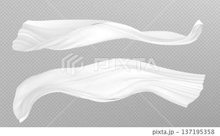 White silk fabric flowing in the air, realistic White silk fabric flowing in the air, realistic 137195358