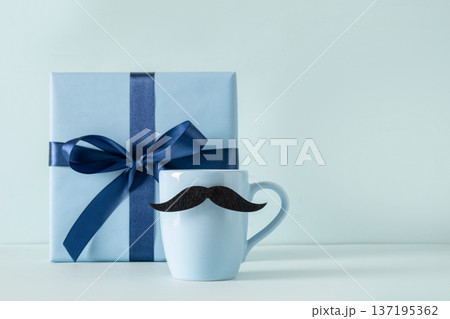 Mug with mustache and gift box for Fathers Day Mug with mustache and gift box for Fathers Day 137195362