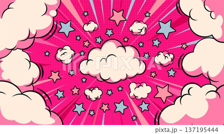 Comic book bursting sky background with clouds 137195444