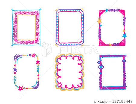 Childish doodle crayon frames set Childish doodle crayon frames set 137195448