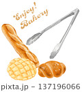 トングとパン3種のリアルなイラスト 137196066