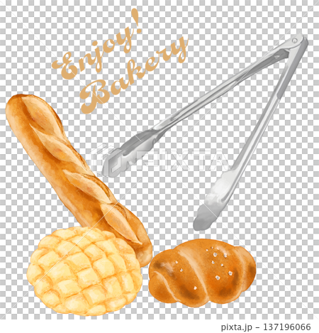 逼真地描繪了麵包夾和三種麵包 137196066