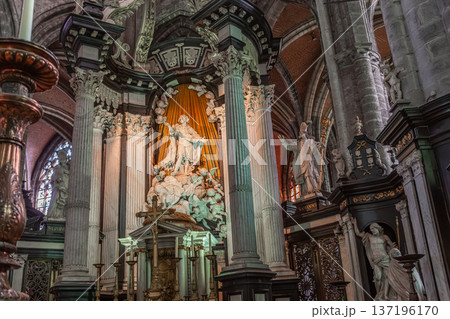 Interiors of Saint Bavon cathedral, Ghent, Belgium Interiors of Saint Bavon cathedral, Ghent, Belgium 137196170