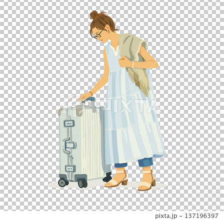 攜帶行李的女子旅行 137196397