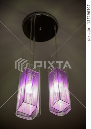 Purple glass pendant lights duo 137196507