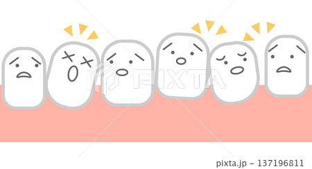 歯並びが悪い歯のキャラクターのイラスト素材 137196811