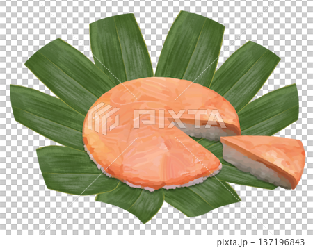 ます寿司（笹の葉付き）カットとピース 137196843