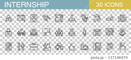 Internship line icon set 137196974
