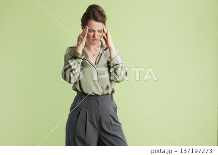 Stressed woman with headache 137197273