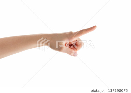 Young woman hand touch gesture for screen or something similar side view isolated Young woman hand touch gesture for screen or something similar side view isolated 137198076
