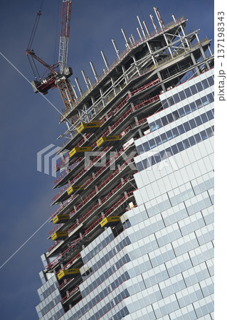 Construction progresses at La tour Triangle in Porte de Versailles, Paris near the exhibition center Construction progresses at La tour Triangle in Porte de Versailles, Paris near the exhibition center 137198343