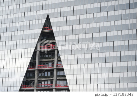 Construction progresses at La tour Triangle in Porte de Versailles, Paris near the exhibition center 137198348