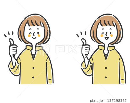 グッドサインをする女性　上半身　ベクター 137198385