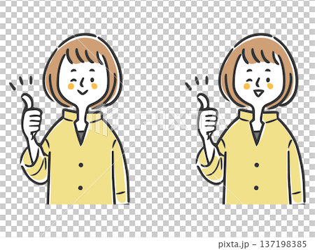 グッドサインをする女性　上半身　ベクター 137198385