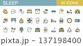 睡眠に関するラインアイコンセット　カラー 137198400