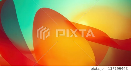 Vibrant Abstract Gradient Waves Background with Smooth Curves - Modern Fluid Design for Digital Art 137199448