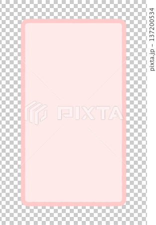 Cute pastel pink hand-drawn rectangle - Simple vertical frame or label material - 9:16 137200534