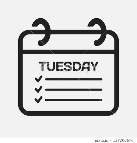 Page calendar day Tuesday, to-do list, checklist 137200676
