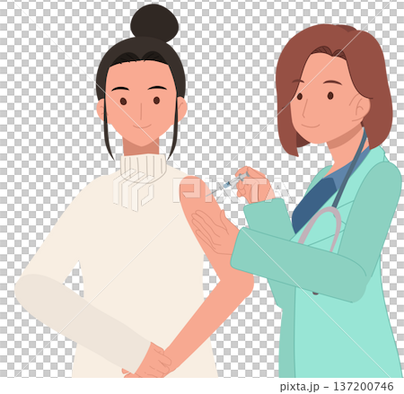 vaccination doctor giving vaccine injection to female patient in clinic vaccination doctor giving vaccine injection to female patient in clinic 137200746