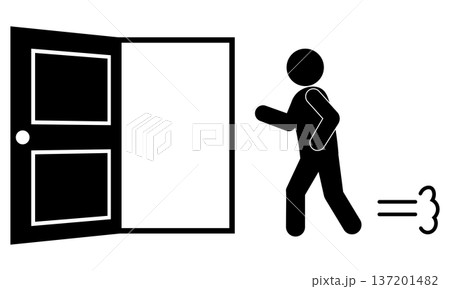 非常口へ避難する人のピクトグラム 非常口へ避難する人のピクトグラム 137201482