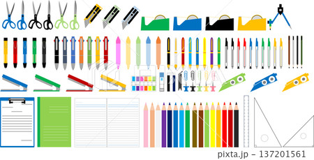 文房具のイラストセット 文房具のイラストセット 137201561