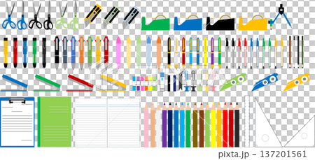 文房具のイラストセット 文房具のイラストセット 137201561