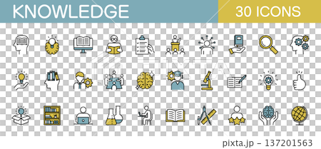 Knowledge icon set - education, study, etc. - color 137201563