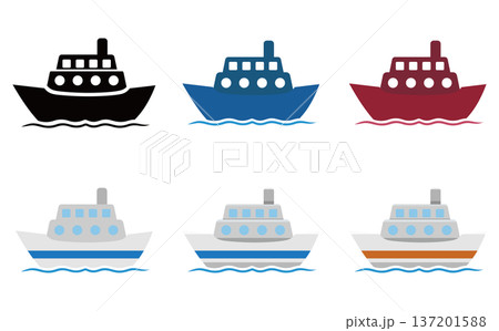 シンプルな船のイラストセット 137201588