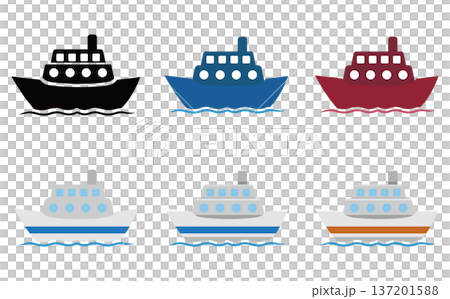 シンプルな船のイラストセット 137201588