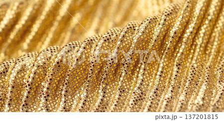 A close-up shot of gold sequin fabric A close-up shot of gold sequin fabric 137201815