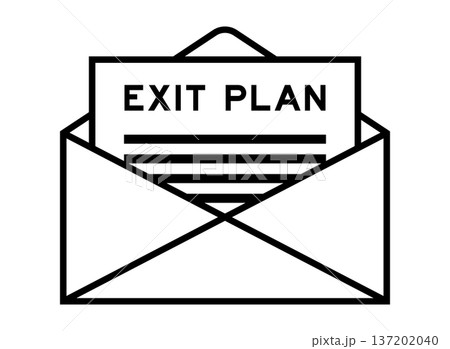 Envelope and letter sign with word exit plan as the headline 137202040