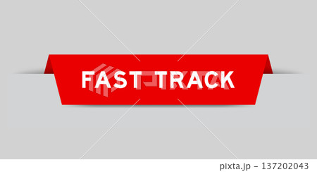 Red color inserted label with word fast track on gray background Red color inserted label with word fast track on gray background 137202043