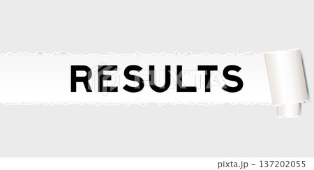 Ripped gray paper background that have word results under torn part 137202055