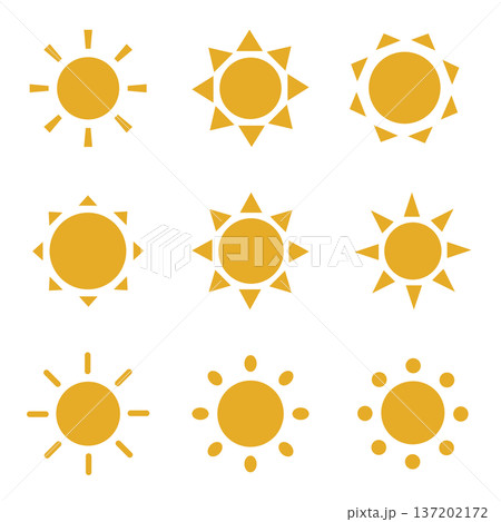 太陽のシンプルなシルエットのアイコン ベクターの太陽のイラスト 太陽のシンプルなシルエットのアイコン ベクターの太陽のイラスト 137202172