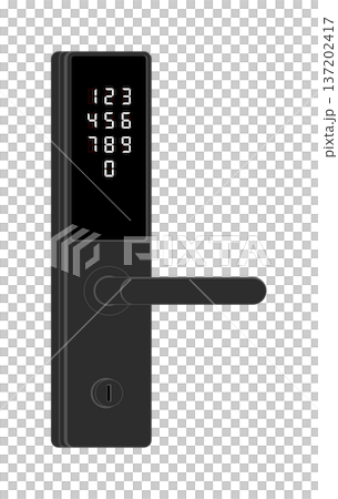 Smart door handle icon with digital keypad, without background. 137202417