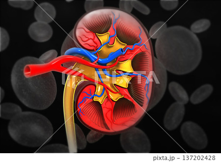 Human kidney anatomy on medical science background 137202428
