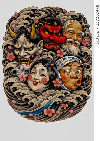 和の縁起物 面散らしのイラスト背景 137202448