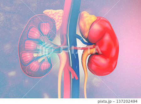 Human kidney cross section anatomy 137202494